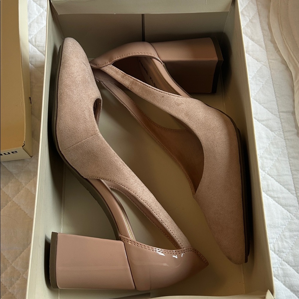 Anne Klein Blush Nude Block Heel Pumps Size 7